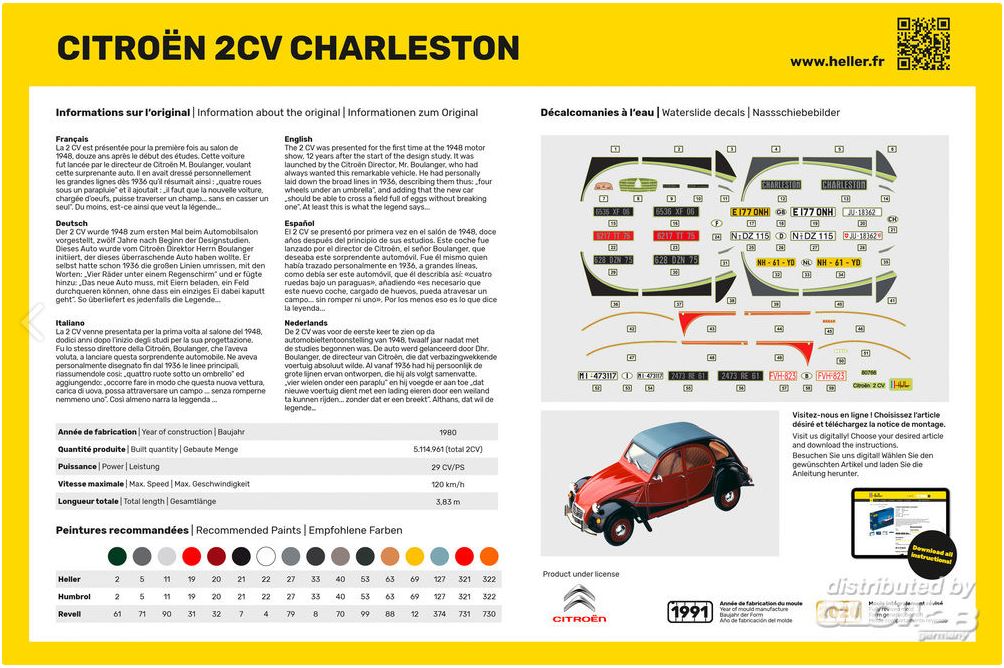 Citroen 2CV Charleston, Heller, Standmodell, 1:24
