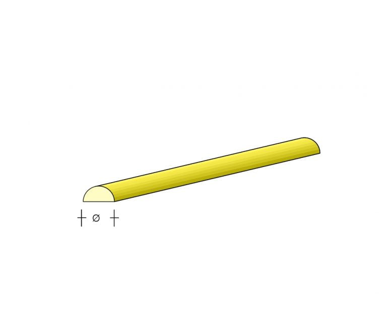 Halbrund 0,7x1,5 x1000 mm Messing