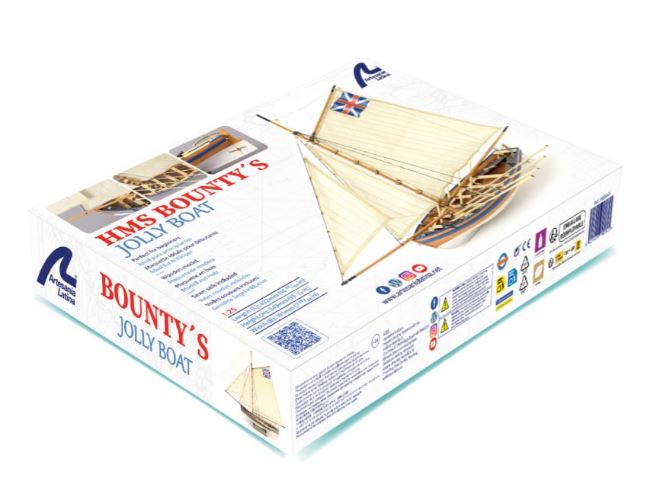 Jolly Boat von HMS Bounty, Segelboot,  Länge 422 mm, 1:25, Holzbausatz