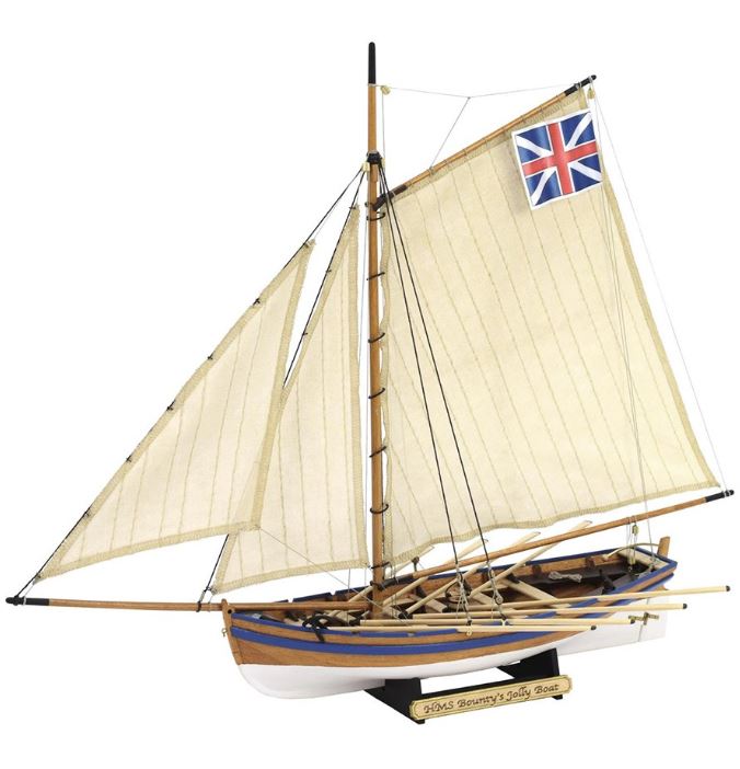 Jolly Boat von HMS Bounty, Segelboot,  Länge 422 mm, 1:25, Holzbausatz