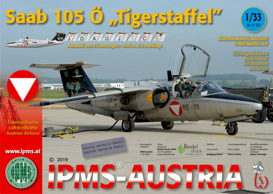 Saab 105 Ö "Tigerstaffel", Metallic Druck, Kartonmodell, 1:33 1/3, IPMS