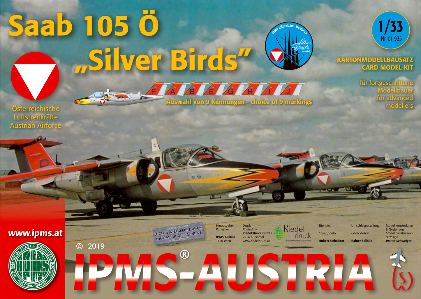 Saab 105 Ö "Silver Birds", Metallic Druck, Kartonmodell, 1:33 1/3, IPMS