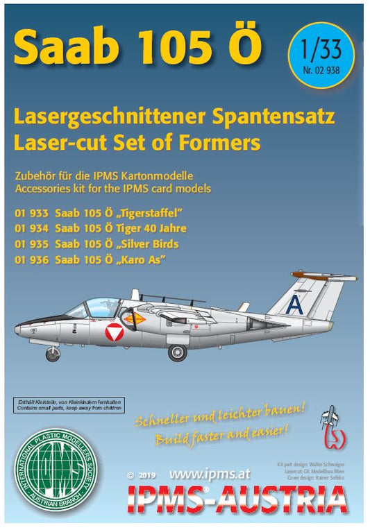 Saab 105 Spantensatz für Kartonmodell, 1:33 1/3, IPMS