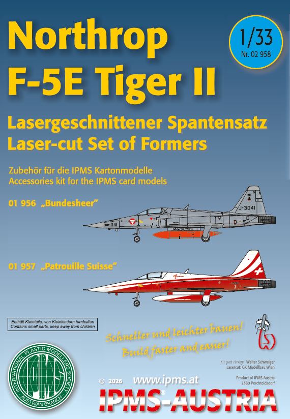 Northrop F-5E Tiger II Spantensatz für Kartonmodell, 1:33 1/3, IPMS
