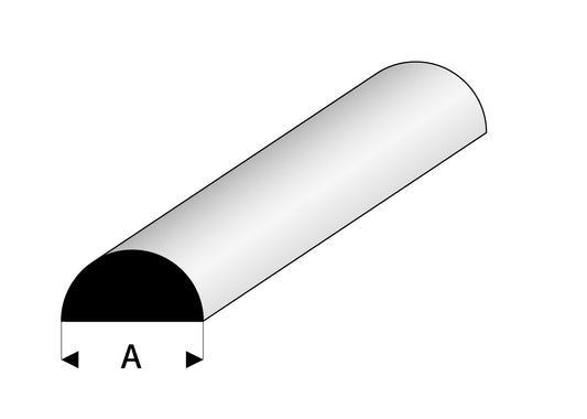 Halb - Rundstab  8,0 x 1000 mm   Kunststoff