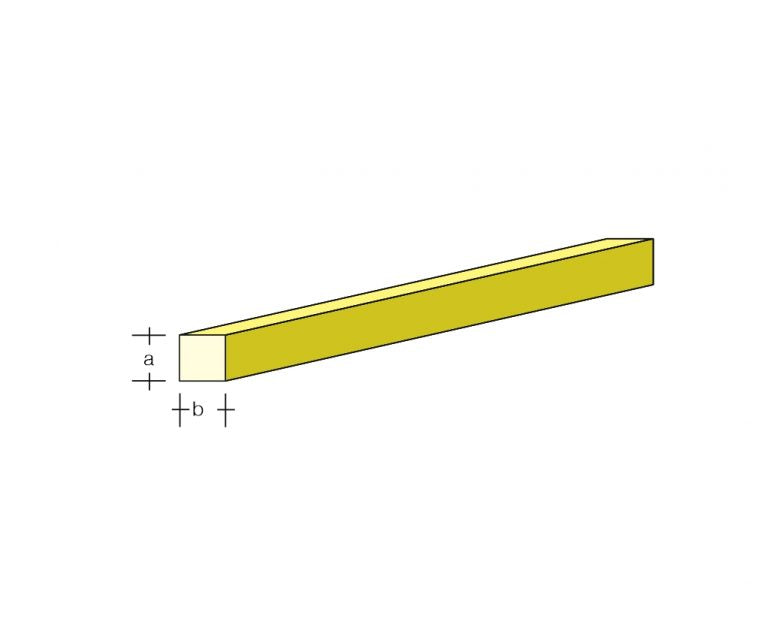 Vierkantstab  2.5 x 2.5 x 1000 mm Messing