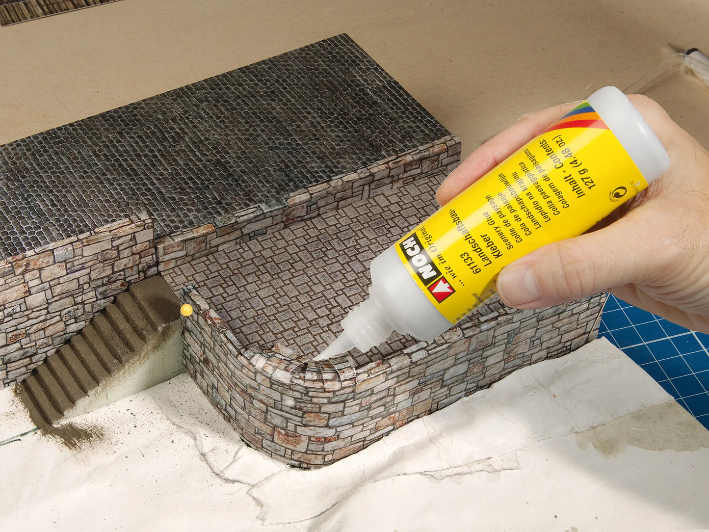 3D-Kartonplatte “Biberschwanz-Dachziegel”, Grautöne, Bunt, 250 x 125 mm